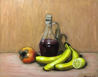 Painting titled "homemade wine" by Iryna Karpiak, Original Artwork, Oil