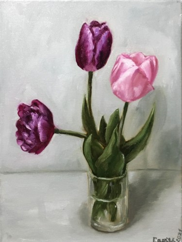Painting titled "flowers" by Iryna Karpiak, Original Artwork, Oil