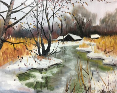 Painting titled "winter" by Iryna Karpiak, Original Artwork, Oil