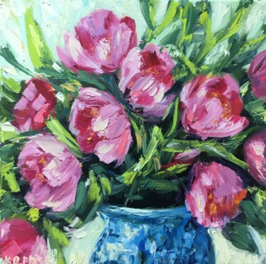 Painting titled "Tulips 2" by Iryna Karpiak, Original Artwork, Oil
