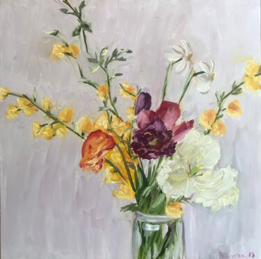 Peinture intitulée "Spring flowers" par Iryna Karpiak, Œuvre d'art originale, Huile