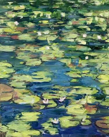 Painting titled "Water lily 2" by Iryna Karpiak, Original Artwork, Oil