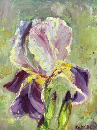 Painting titled "iris flower" by Iryna Karpiak, Original Artwork, Oil