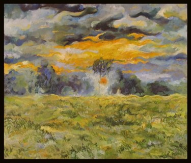 Painting titled "Sun set" by Obchelli, Original Artwork, Oil