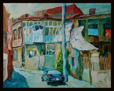 Painting titled "Old town" by Obchelli, Original Artwork, Oil