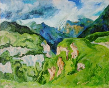 Painting titled "Mountains" by Obchelli, Original Artwork, Oil