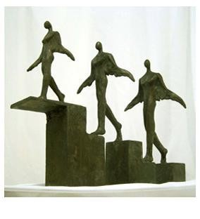 Sculpture titled "menter en bas" by Haider Wady, Original Artwork, Metals