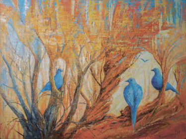Картина под названием "Solar wind" - Irina Mironets, Подлинное произведение искусства, Масло Установлен на Деревянная рама д…