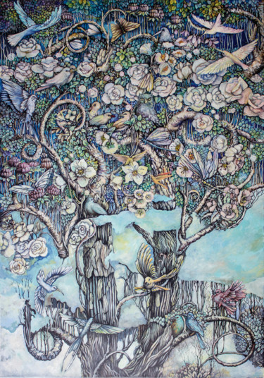 Peinture intitulée "Paradise" par Irina Mironets, Œuvre d'art originale, Huile Monté sur Châssis en bois