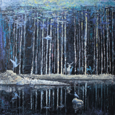 Картина под названием "На той стороне" - Irina Mironets, Подлинное произведение искусства, Масло Установлен на Деревянная ра…