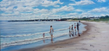 Pintura intitulada "Carne Beach, Wexfor…" por Martin Mc Cormack, Obras de arte originais, Óleo Montado em Armação em madeira