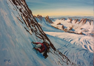 Painting titled "Mountain Climber on…" by Martin Mc Cormack, Original Artwork, Acrylic Mounted on Wood Stretcher frame