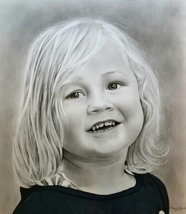 Drawing titled "Portrait d'enfant" by Iren'Art Painting, Original Artwork, Graphite