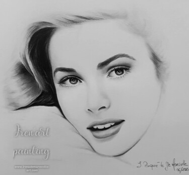 Drawing titled "Grâce Kelly" by Iren'Art Painting, Original Artwork, Graphite