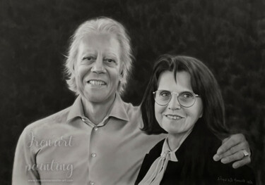 Картина под названием "Portrait couple" - Iren'Art Painting, Подлинное произведение искусства, Масло