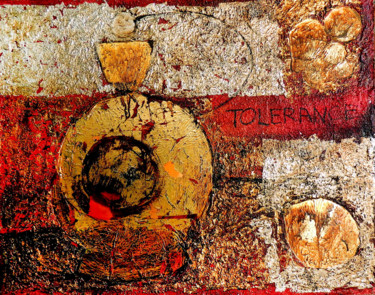 Painting titled "Tolerance" by Iren Krum, Original Artwork, Oil Mounted on Wood Stretcher frame