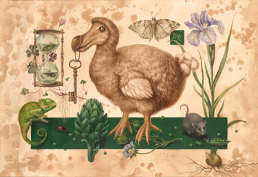 Disegno intitolato "Zoo-botanical-02" da Irena Aizen, Opera d'arte originale, Matita