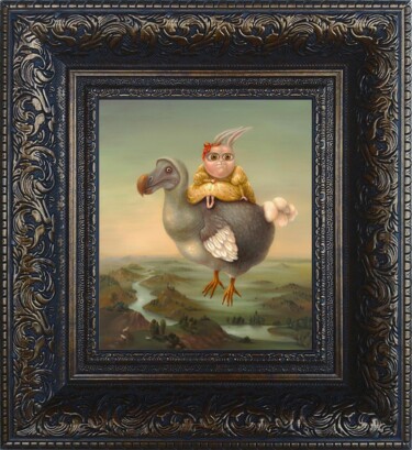 Printmaking titled "Flying Dodo. Framed…" by Irena Aizen, Original Artwork, Digital Print Mounted on Cardboard