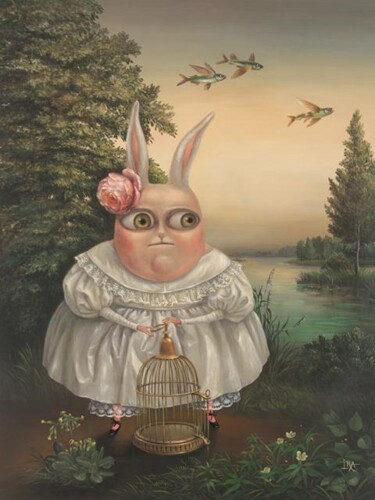 Painting titled "Bird-Catcher" by Irena Aizen, Original Artwork, Acrylic
