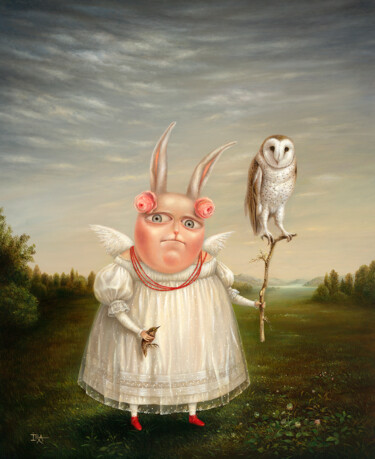 Malarstwo zatytułowany „Owl-fancier-2. Orig…” autorstwa Irena Aizen, Oryginalna praca, Akryl