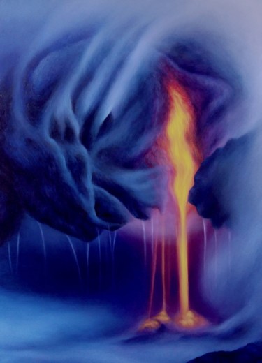 Painting titled "Kilauea Hawaii" by Irena Bijelic Gorenjak, Original Artwork, Oil