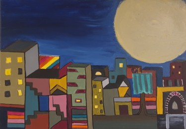 Картина под названием "The Night" - Irena Goftman, Подлинное произведение искусства, Акрил