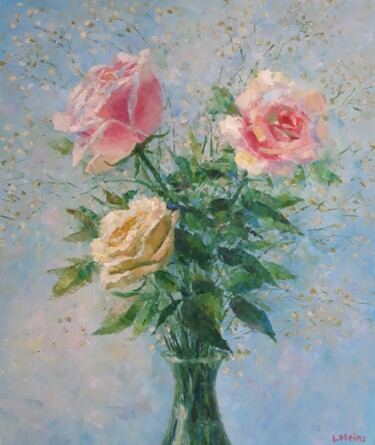 Peinture intitulée "Refined roses" par Irena Heinz, Œuvre d'art originale, Huile Monté sur Châssis en bois