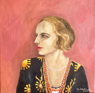 Painting titled ""Tamara Lempicka"" by Irena Podolak, Original Artwork, Oil