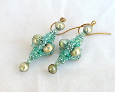 Design intitulée "Aqua blue earrings…" par Irena Zelickman, Œuvre d'art originale, Bijoux