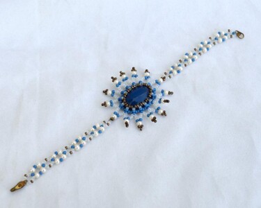 Design intitolato "Blue onyx bracelet" da Irena Zelickman, Opera d'arte originale, Gioielli