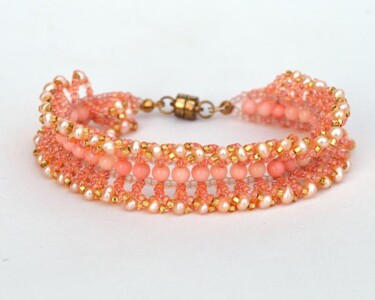 Design titled "Pink and orange raf…" by Irena Zelickman, Original Artwork, Jewelry