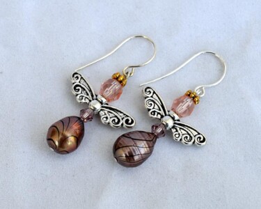 Design intitulée "Sweet angel earrings" par Irena Zelickman, Œuvre d'art originale, Bijoux