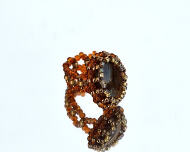 Design intitolato "Brown agate ring" da Irena Zelickman, Opera d'arte originale, Gioielli