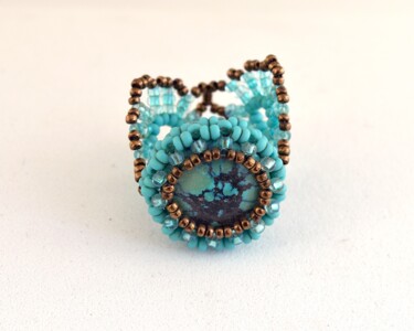 Design intitulée "Turquoise ring on b…" par Irena Zelickman, Œuvre d'art originale, Bijoux