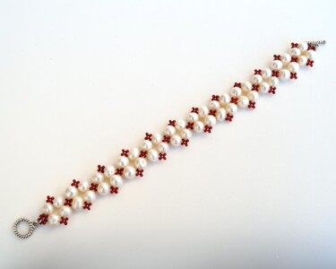 Design titled "White and red peals…" by Irena Zelickman, Original Artwork, Jewelry