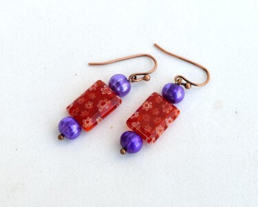Design titled "Red and purple earr…" by Irena Zelickman, Original Artwork, Jewelry