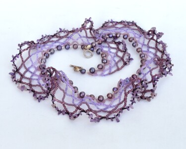 Design intitulée "Purple waves neckla…" par Irena Zelickman, Œuvre d'art originale, Bijoux
