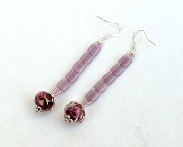Design titled "Long purple earring…" by Irena Zelickman, Original Artwork, Jewelry