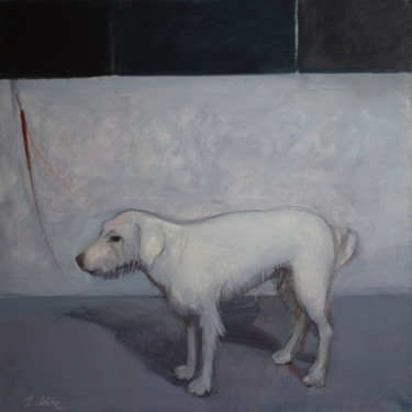 Painting titled "Sad dog" by Irena Luse, Original Artwork, Oil