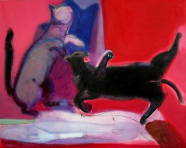 Painting titled "Cats' games" by Irena Luse, Original Artwork