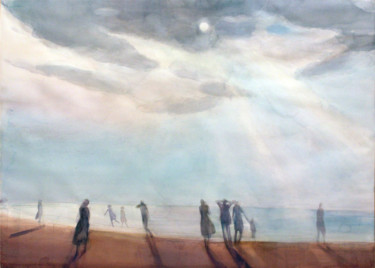 Pintura intitulada "By the sea" por Irena Luse, Obras de arte originais, Aquarela
