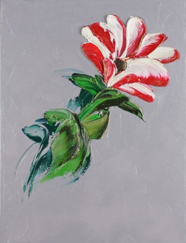 Painting titled "Abstract flower 340…" by Irene Ba, Original Artwork, Oil Mounted on Wood Stretcher frame