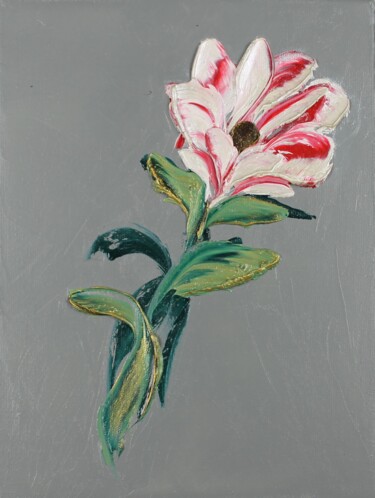 Painting titled "Abstract Flower 340…" by Irene Ba, Original Artwork, Oil Mounted on Wood Stretcher frame