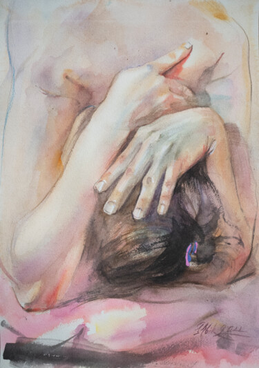Peinture intitulée "ARMS OF A DREAMING…" par Irene Bibik-Chkolian, Œuvre d'art originale, Aquarelle