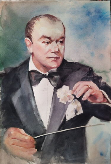 Maestros del Tango. Francisco Canaro Картина под названием "Maestros del Tango.…" - Irene Bibik-Chkolian, Подлинное произведение искусства, Акварель
