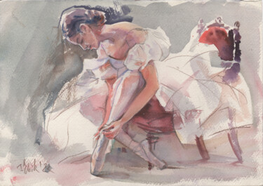 Картина под названием "Dreams of ballet. E…" - Irene Bibik-Chkolian, Подлинное произведение искусства, Акварель