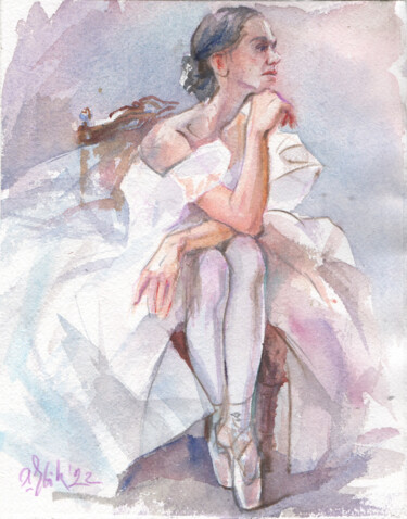Картина под названием "Dreams of ballet. E…" - Irene Bibik-Chkolian, Подлинное произведение искусства, Акварель