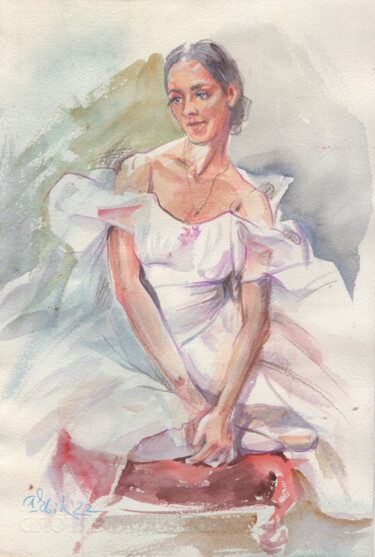 Schilderij getiteld "Dreams of ballet. E…" door Irene Bibik-Chkolian, Origineel Kunstwerk, Aquarel