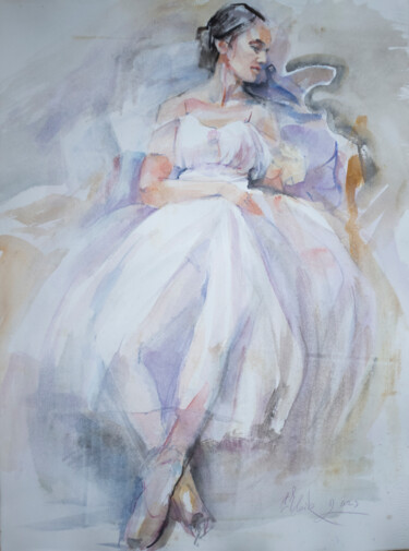 Pintura intitulada "In moments of rest" por Irene Bibik-Chkolian, Obras de arte originais, Aquarela
