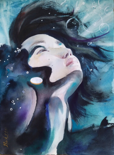 Pintura intitulada "Aqua. INSPIRATION" por Irene Bibik-Chkolian, Obras de arte originais, Aquarela